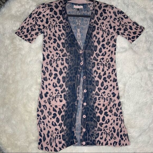 Sz Large Rebecca a Taylor Cheetah pink cardigan - Picture 1 of 13